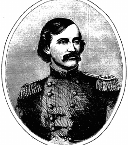 Colonel James A. Mulligan, commander of the 'Chicago Irish Brigade', the 23rd Illinois Infantry. The New York born Irish-American had recently been involved in the First Battle of Lexington, Missouri when this was printed on 19th October. He would later be mortally wounded at Second Kernstown in 1864 (New York Irish American)