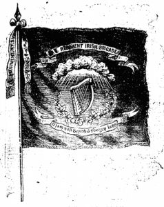 The flag of the new Irish Brigade. Now a familiar sight, this would have been the first time may Irish-Americans ever saw it. Printed on 7th December 1861 (New York Irish American)