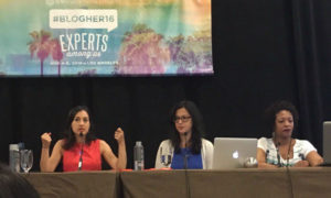 Here's Terri and me speaking at the BlogHer16 conference in LA with our new friend Lucrecer Braxton. Photo Credit: @SheEmerges