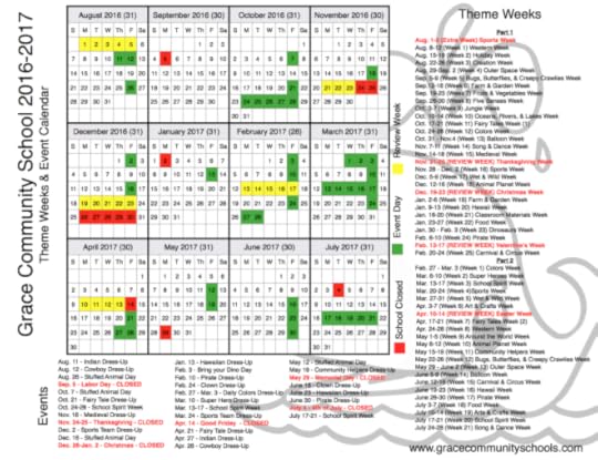 See what fun is coming up next with the 2016-2017 Grace Community School Theme Week Schedule!