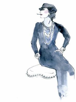 'In order to be irreplaceable one must always be different' - illustration of Coco Chanel by Zoe Sadokierski for my book, A Life in Frocks