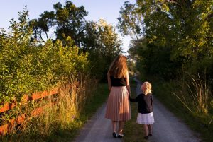 Mother child walking