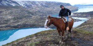 The author on horseback in Patagonia's Torres del Paine national park.