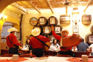 Banda musicians play at Carnitas Jamie's, the liveliest restaurant in Arandas.