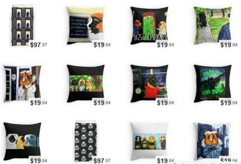 The real reason I chose to put stuff up for sale besides being asked quite few times if I sold online (I sell handmade things in person, non-handmade online), I can now get Merricat on a throw pillow. And Horace. And Pere. And I can get a guinea pig skull duvet cover. It's ridiculous.