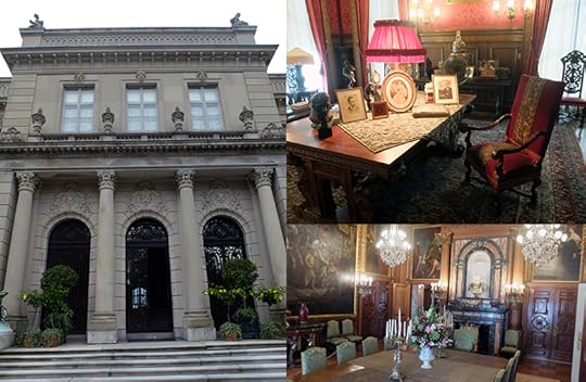 Clockwise from left: The Elms front facade, Mr. Berwind's office, and the dining room.