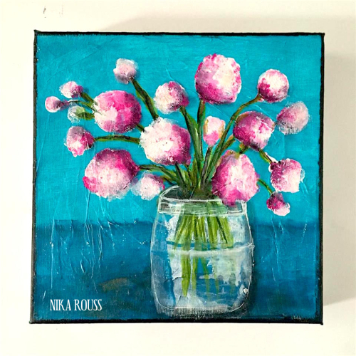 Flowers in the vase mixed media painting nika in wonderland