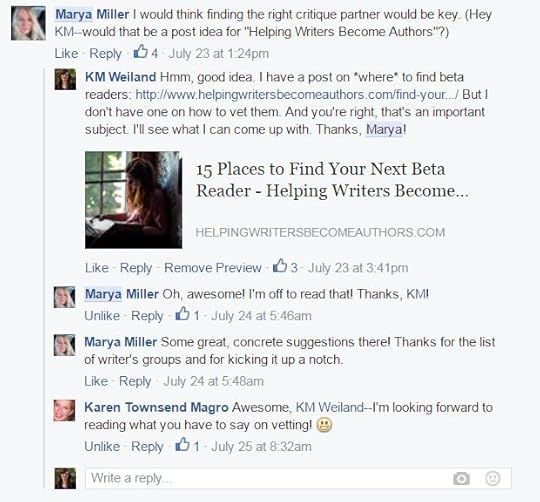 Marya Miller wants to know how to find the right critique partners