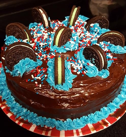 The same cake, this time covered with way, way too many sprinkles.