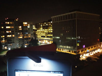 Reading Olive Kitteridge on Kindle on my balcony this Friday night in Arlington, Virginia