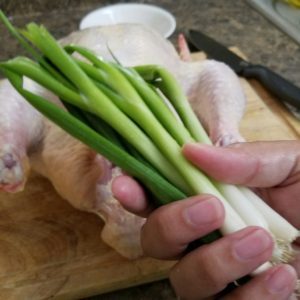 Stuff chicken with spring onions