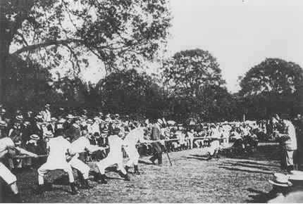 Denmark/Sweden vs. France at the 1900 Olympic Games in Paris.