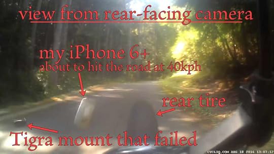 Death of my iPhone Courtesy of a TiGRA Sport mount that failed -- Otsu, Shiga, Japan -- Copyright 2016 Jeffrey Friedl, http://regex.info/blog/