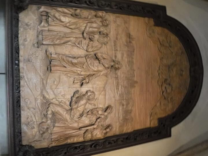 Jesus and apostles carved in wood