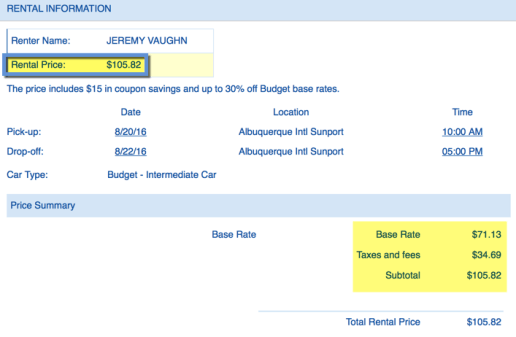 ~$52 a day with taxes and fees isn't bad