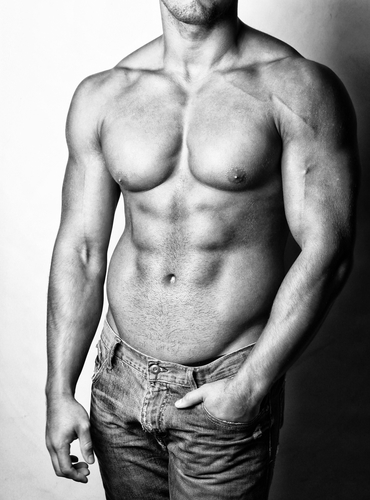 Image of hot and shirtless male body in jeans