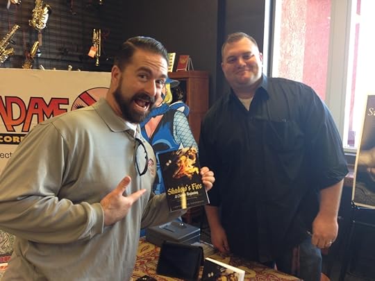 My buddy Tim visiting me at a book signing