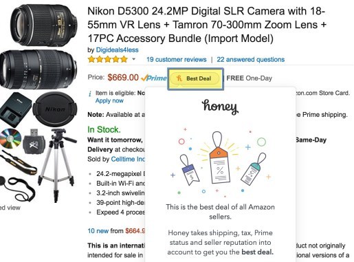 Honey recently added enhanced support for Amazon