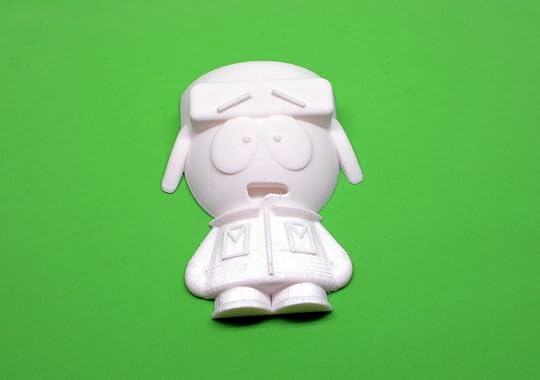 The top half of a South Park Kyle Broflovski model. After I print the other half of the model to make a standing figure, I'll try to paint it with acrylic paint. As you can see, the raw quality is excellent.