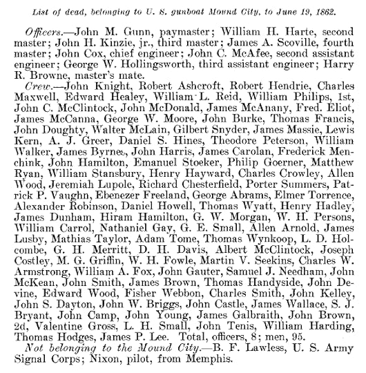 The list of dead from the USS Mound City from the Official Records. Limerick's Patrick Vaughan is among them. (Official Records)