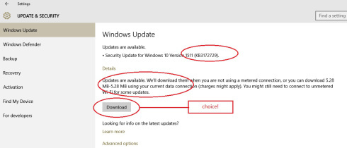 new update option
