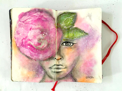 Mixed media girl painting tutorial art journaling nika in wonderland