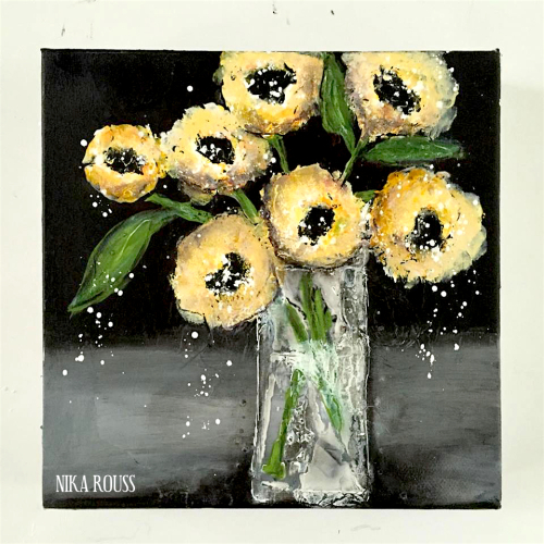 Vase of flowers acrylic painting on canvas