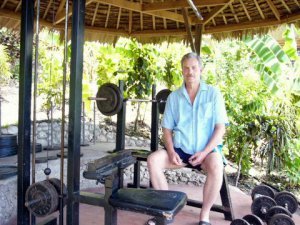 the late Paul Kelso and a weight bench in the Philippines