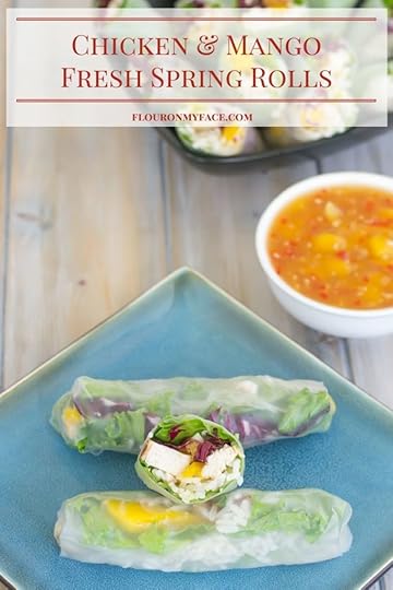Chicken Mango Fresh Spring Rolls with Sweet Chili Mango Sauce recipe via flouronmyface.com