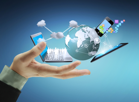 Technology in the hands of businessmen