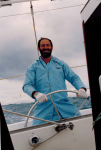 On the helm Rose-Noelle acoss Tasman Sea