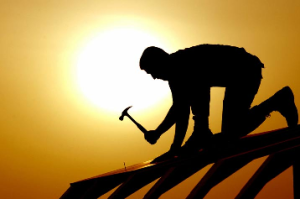 Man on building