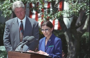 Ginsburg and Clinton in Rose Garden