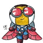 Falcon Cap Powerpuff Girl Mashup Sketch Card