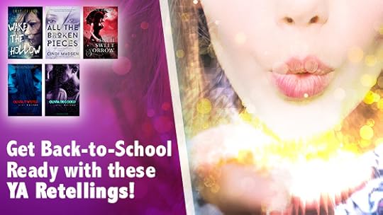 A banner with an image of a woman blowing glitter from her palm, assorted book covers, and the words 