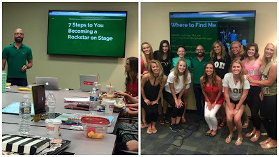 Benjamin Rubenstein speaking at George Mason University on public speaking for leaders from Alpha Omicron Pi sorority