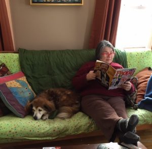 Emma keeps my mom company last winter.
