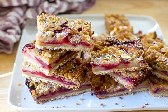 plum squares with marzipan crumble