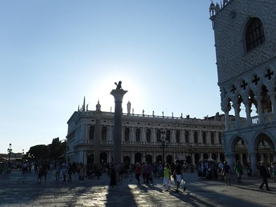 St. Mark's, with the sun hiding behind the lion pillar