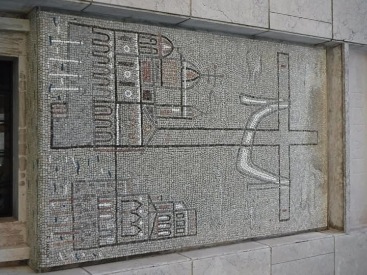 A mausoleum mosaic in the cemetery