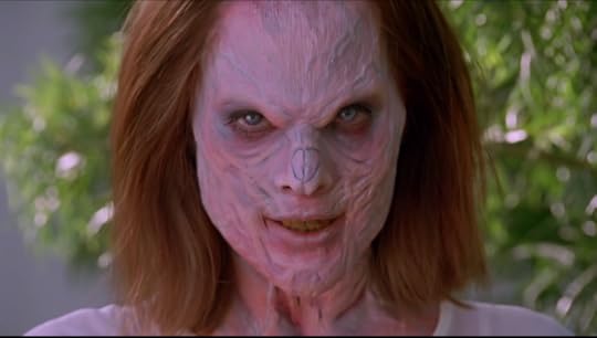 Anya's face is all demony, with crinkly skin and veins and an odd split circle thing on the tip of her nose.