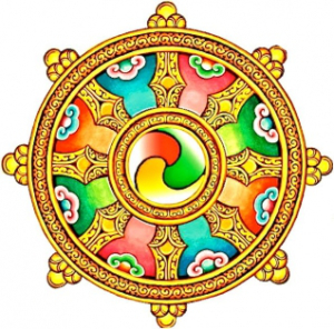 Pháp Luân - 8 căm bánh xe là Bát Chánh Đạo.