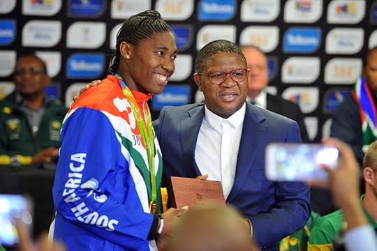 Gold medal winner Caster Semenya and Minister of Sports Fikile Mbalula during their welcome ceremony at OR Tambo International Airport. Image Credit: GCIS via Flickr