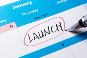 42505608 - launch word written on calendar using pen