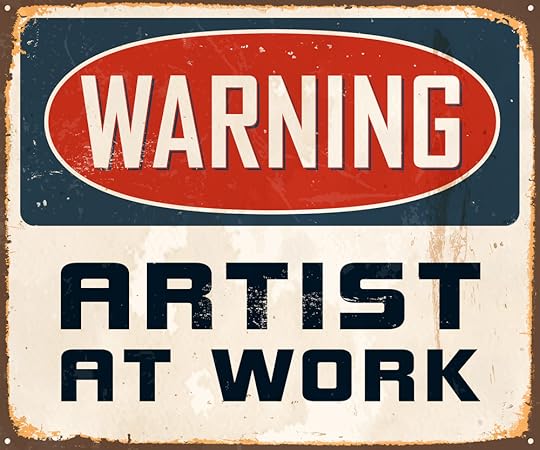 warning sign artist at work