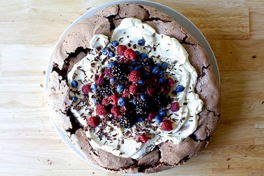 chocolate pavlova with berries