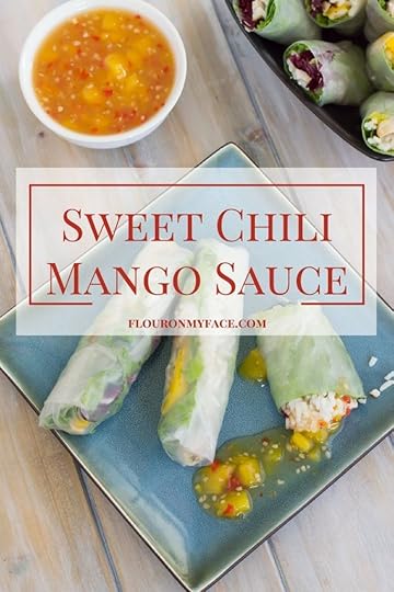 Sweet Chili Mango Sauce recipe is a perfect spring roll dipping sauce or served with grilled chicken or grilled fish via flouronmyface.com