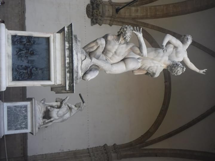 Outdoor statue exhibit near the Uffizi