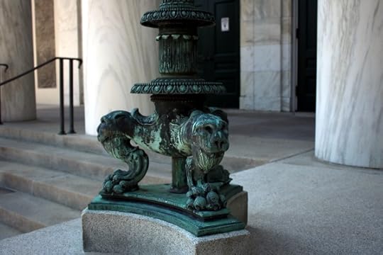 Cool lions on the base of a lamp post by Memorial Chapel.