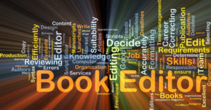 Background concept wordcloud illustration of book editor glowing light